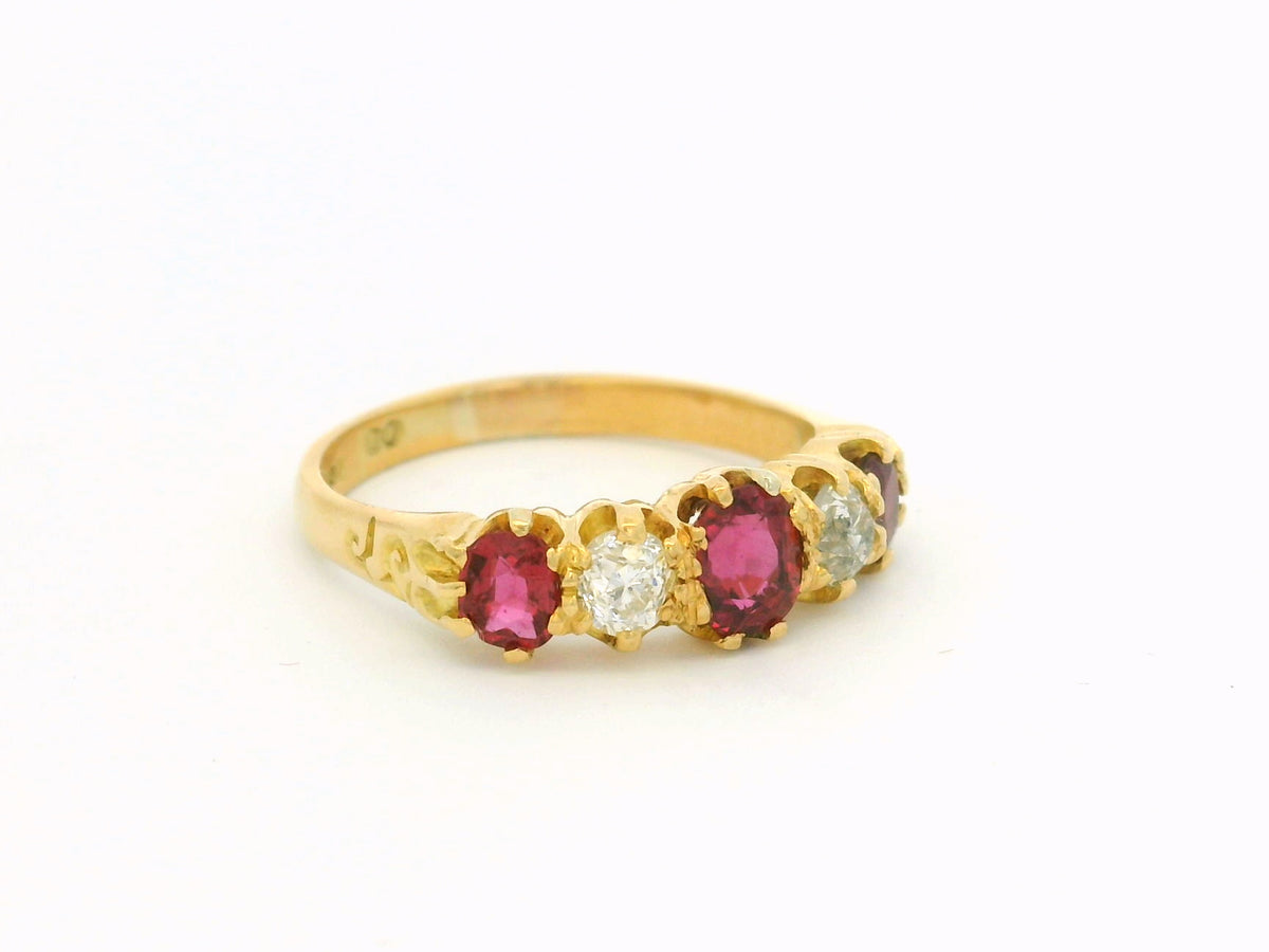 ANTIQUE EDWARDIAN RUBY &amp; DIAMOND RING 18ct GOLD