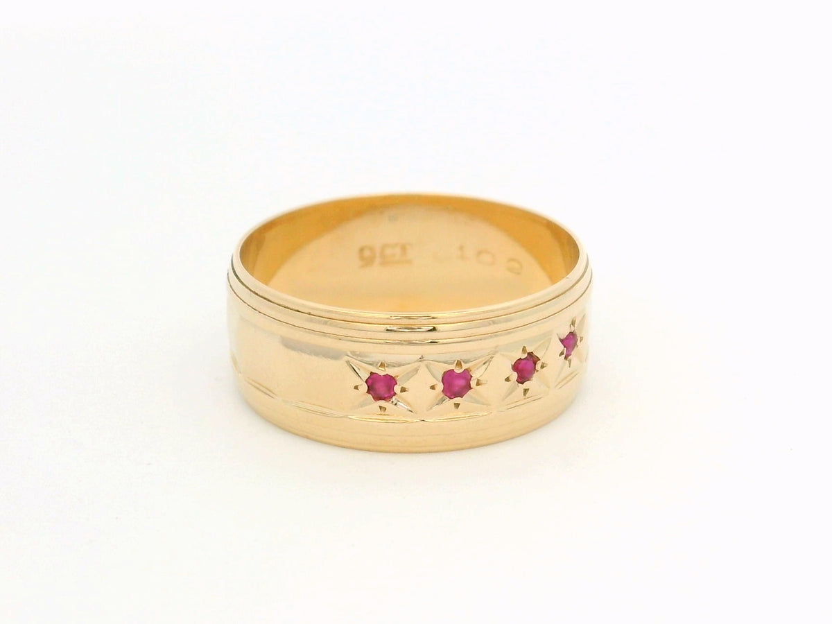 VINTAGE RUBY STARBURST RING 9ct GOLD