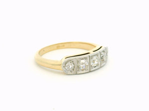 ANTIQUE ART DECO FIVE STONE .63ct  DIAMOND RING 14ct GOLD