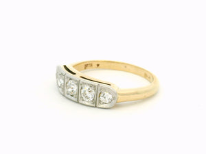 ANTIQUE ART DECO FIVE STONE .63ct  DIAMOND RING 14ct GOLD