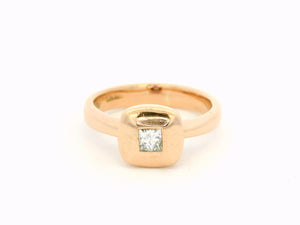 RETRO c1980's DESIGNER DIAMOND RING 9ct ROSE GOLD