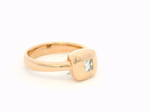 RETRO c1980's DESIGNER DIAMOND RING 9ct ROSE GOLD