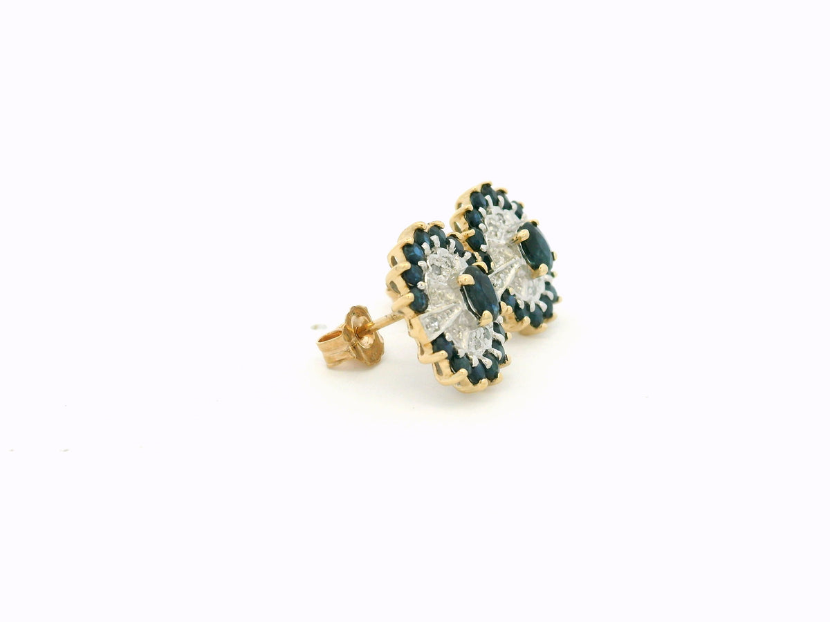 VINTAGE SAPPHIRE &amp; DIAMOND EARRINGS 9ct GOLD