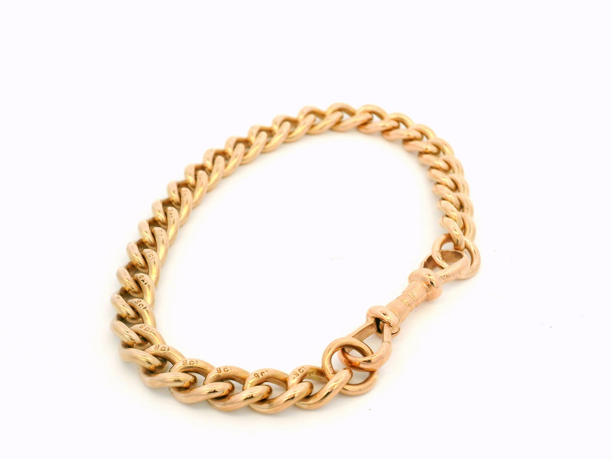ANTIQUE EDWARDIAN CURB LINK BRACELET 9ct ROSE GOLD