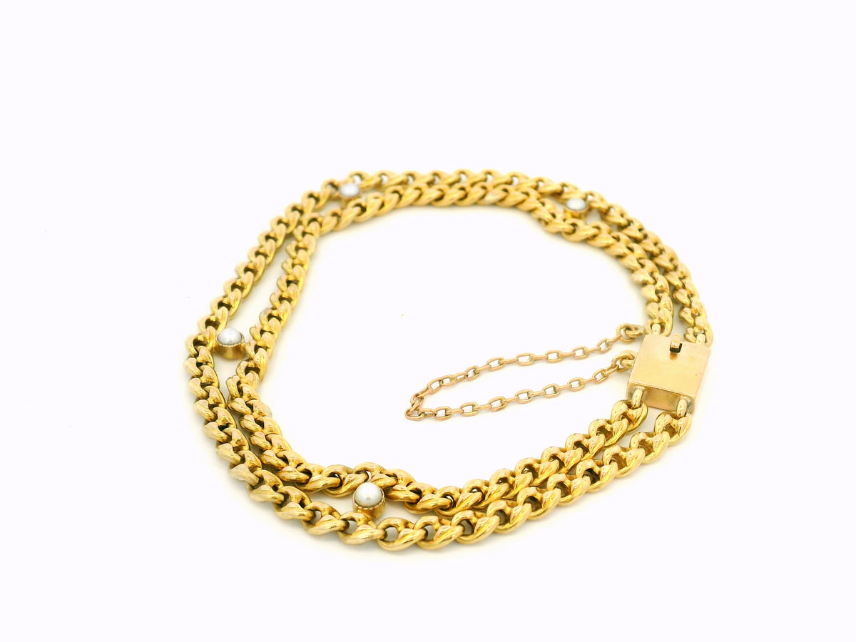 ANTIQUE EDWARDIAN PEARL BRACELET 15ct GOLD