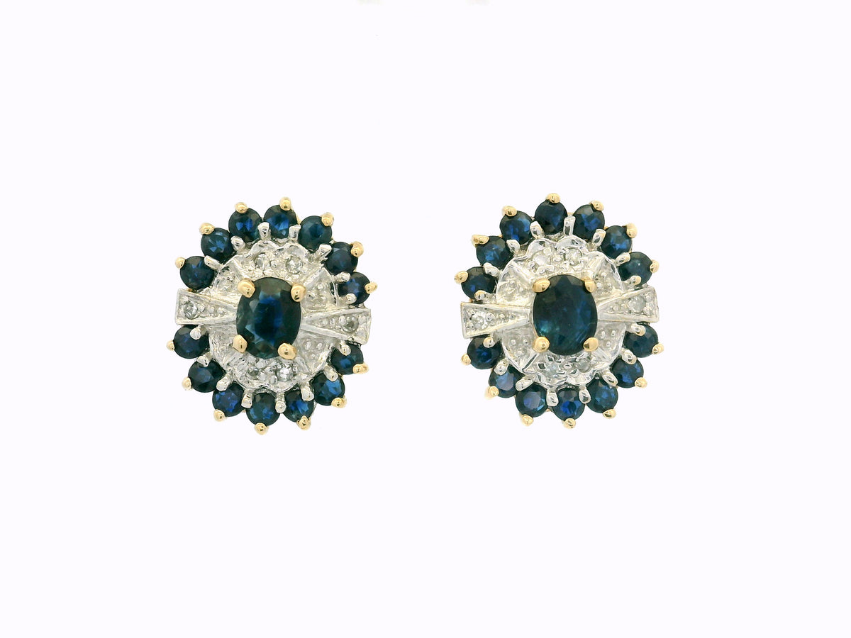 VINTAGE SAPPHIRE &amp; DIAMOND EARRINGS 9ct GOLD