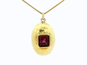 VINTAGE 5ct RHODOLITE GARNET PENDANT 18ct GOLD