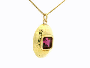 VINTAGE 5ct RHODOLITE GARNET PENDANT 18ct GOLD