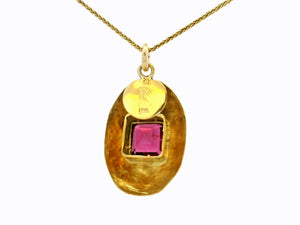 VINTAGE 5ct RHODOLITE GARNET PENDANT 18ct GOLD