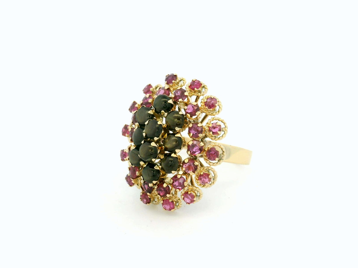 VINTAGE c1940 STAR SAPPHIRE &amp; RUBY RING 14ct GOLD