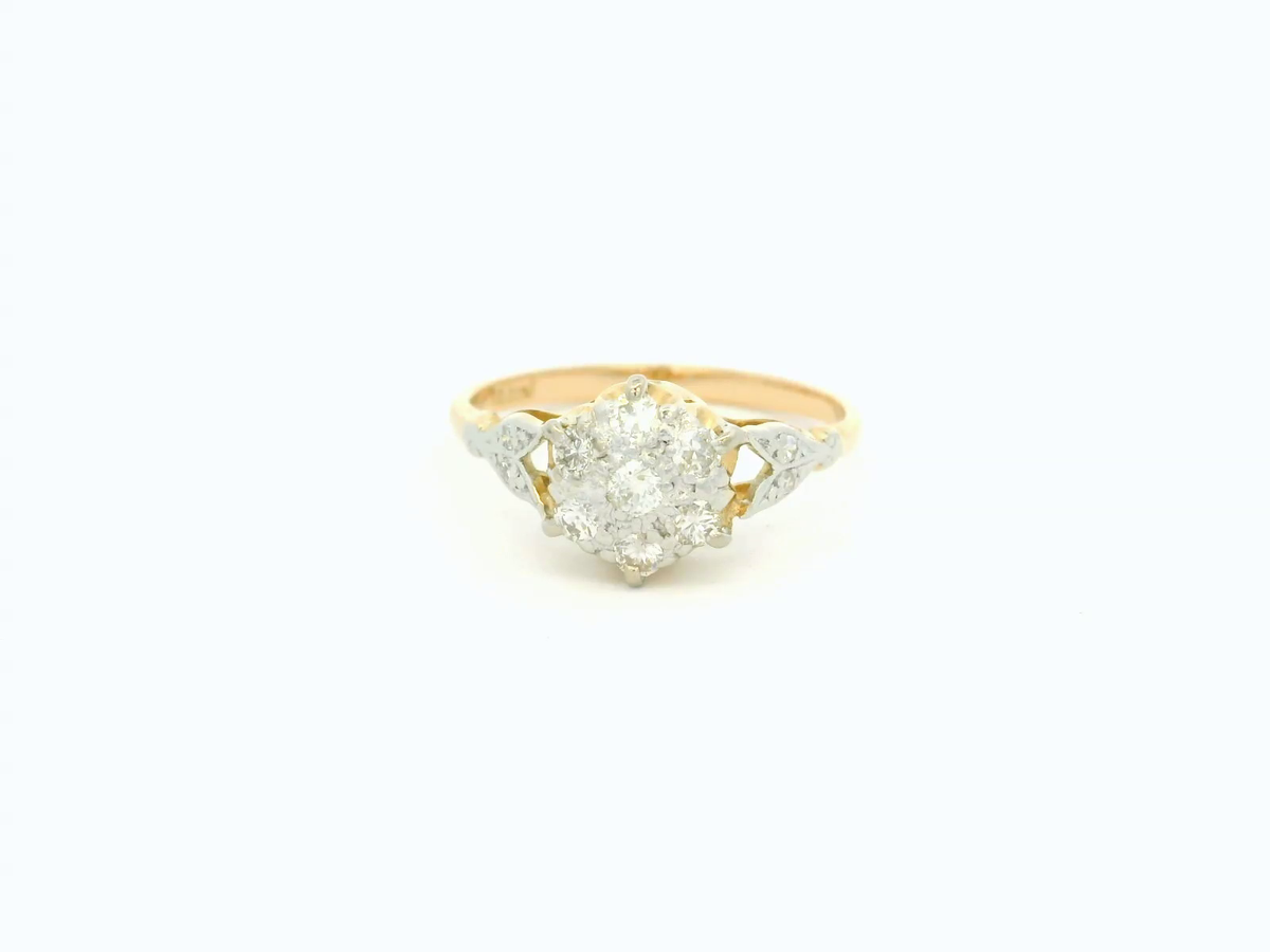 ANTIQUE DIAMOND CLUSTER RING 18ct GOLD