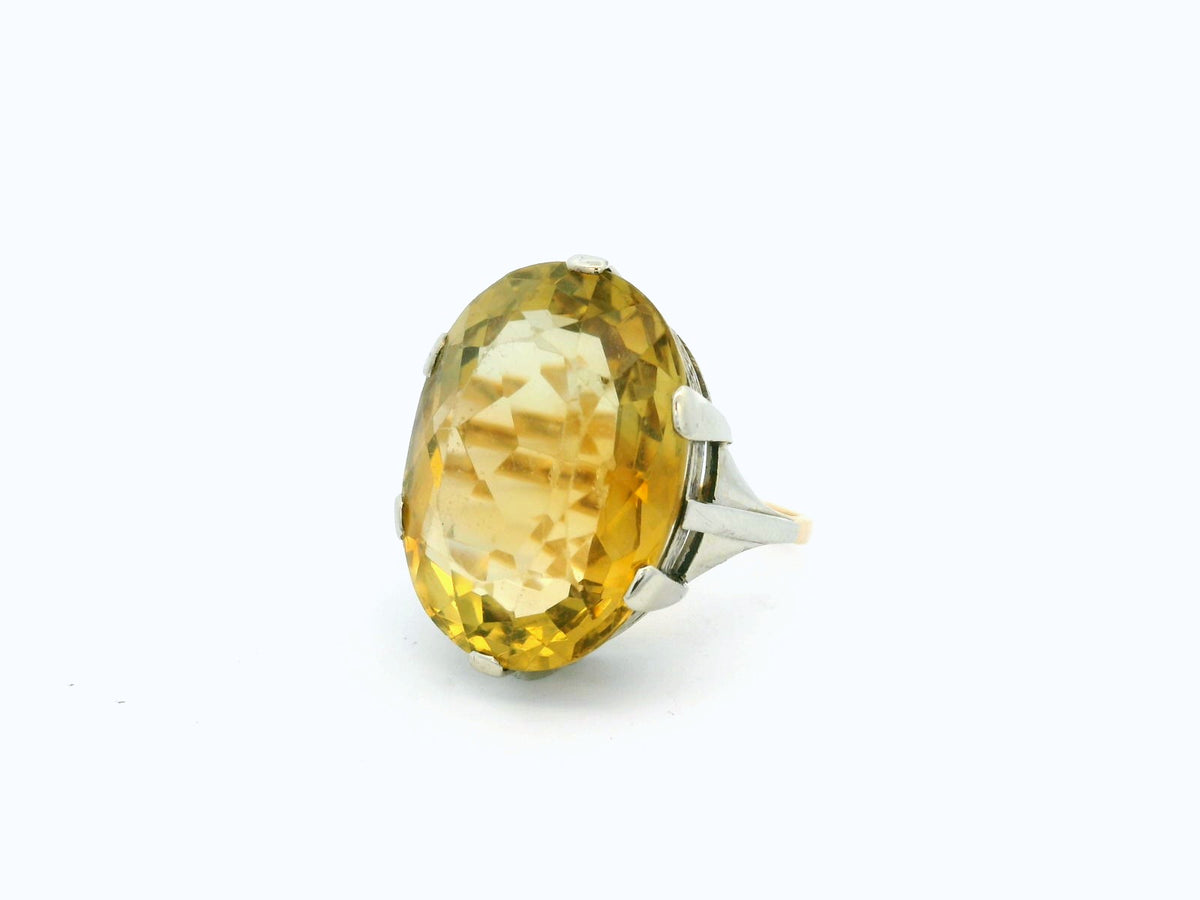 VINTAGE MID CENTURY 24.5ct CITRINE COCKTAIL RING 9ct GOLD