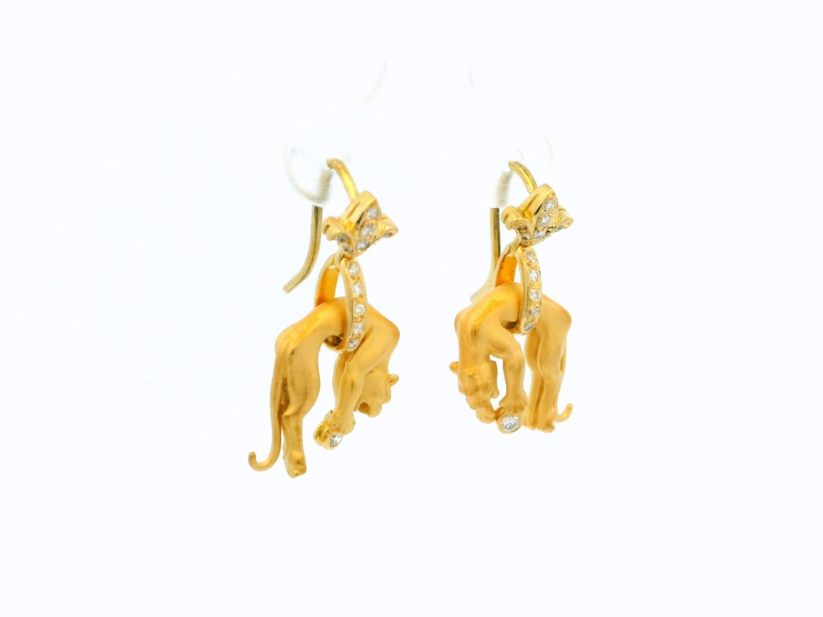 VINTAGE DIAMOND CHEETAH EARRINGS 18ct GOLD