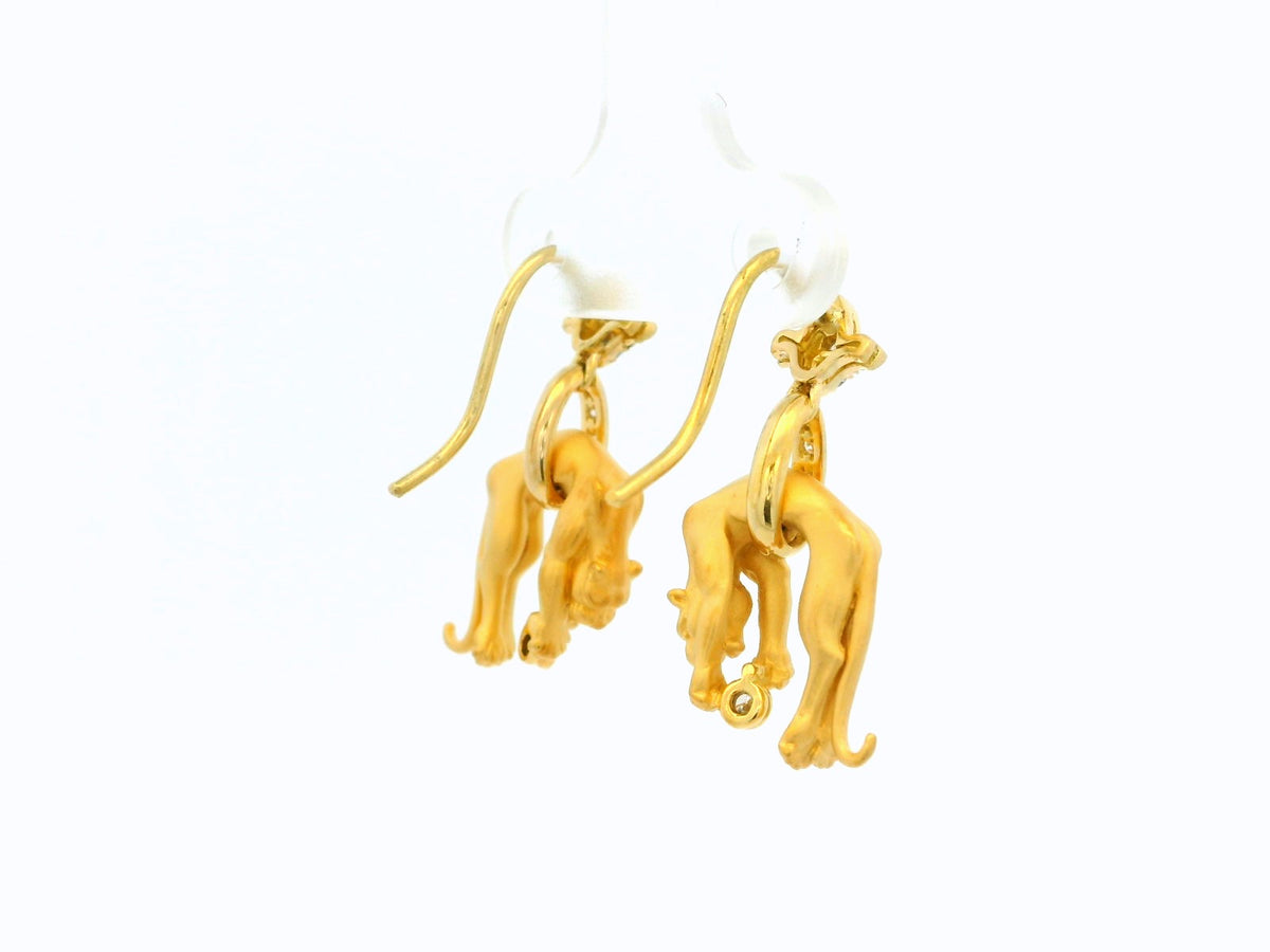 VINTAGE DIAMOND CHEETAH EARRINGS 18ct GOLD