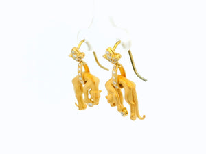 VINTAGE DIAMOND CHEETAH EARRINGS 18ct GOLD