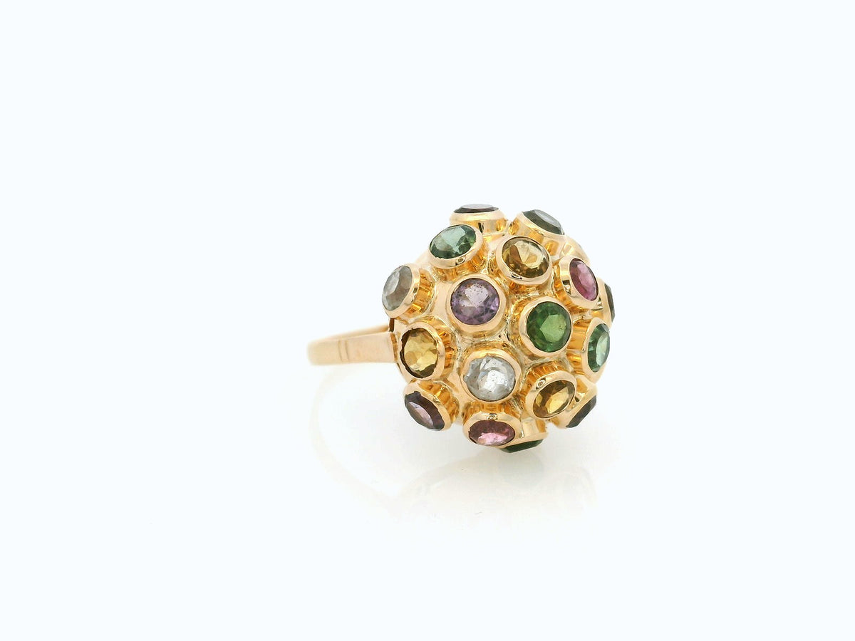 RETRO MULTI GEM SPUTNIK RING 18ct GOLD