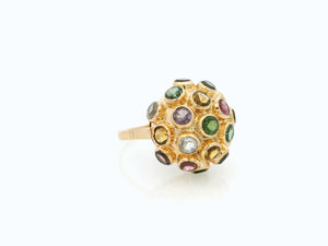 RETRO MULTI GEM SPUTNIK RING 18ct GOLD