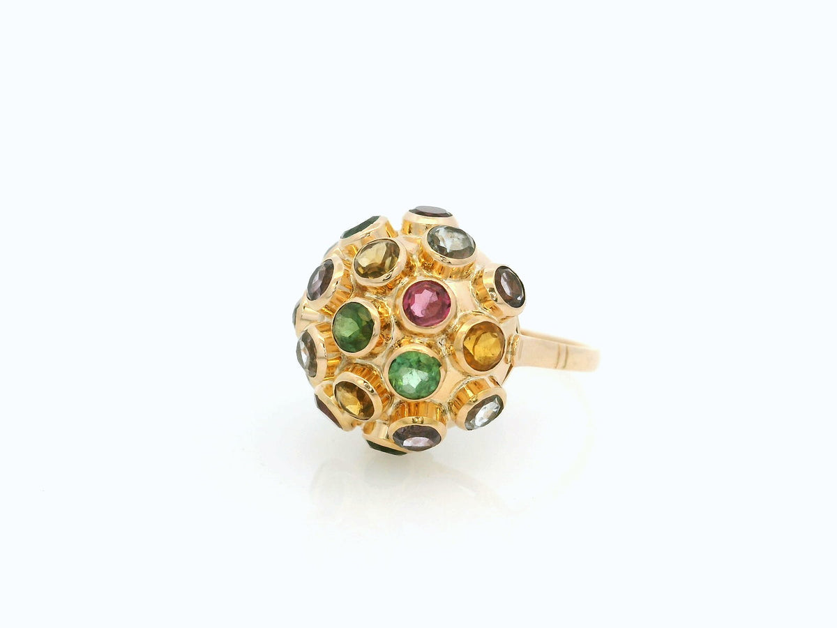 RETRO MULTI GEM SPUTNIK RING 18ct GOLD