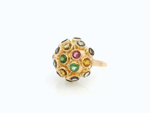 RETRO MULTI GEM SPUTNIK RING 18ct GOLD