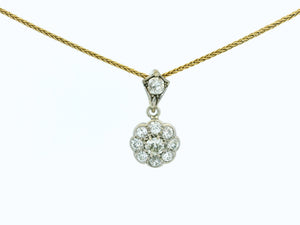 ANTIQUE EDWARDIAN .85ct DIAMOND DAISY PENDANT 18ct WHITE GOLD