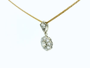 ANTIQUE EDWARDIAN .85ct DIAMOND DAISY PENDANT 18ct WHITE GOLD