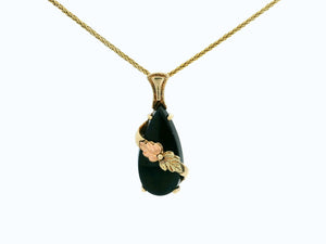 VINTAGE c1940 ONYX PENDANT 10ct GOLD