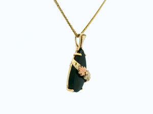 VINTAGE c1940 ONYX PENDANT 10ct GOLD