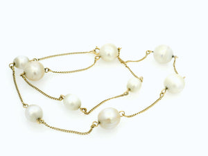 VINTAGE ITALIAN FRESHWATER PEARL NECKLACE 18ct GOLD