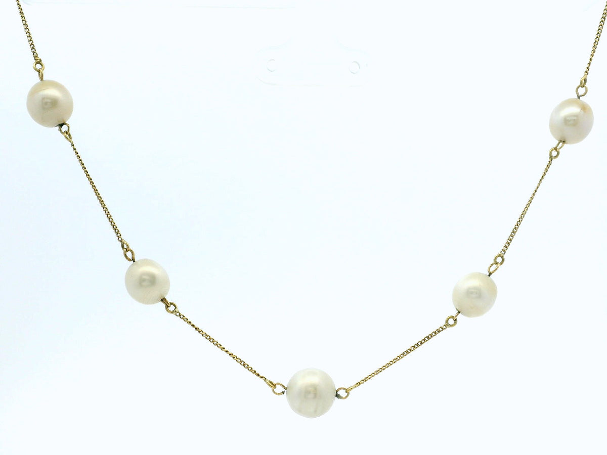 VINTAGE ITALIAN FRESHWATER PEARL NECKLACE 18ct GOLD
