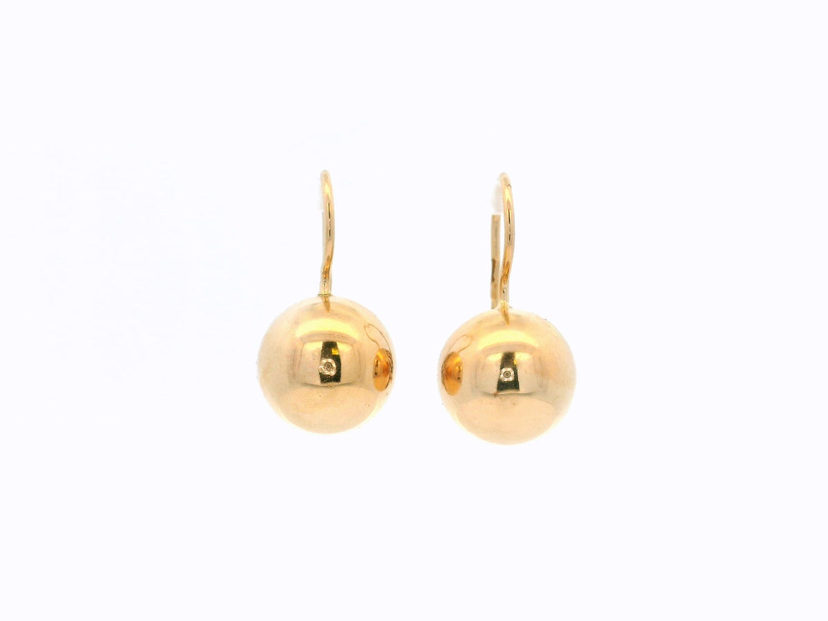 VINTAGE SOVIET ERA EURO BALL EARRINGS 14ct ROSE GOLD