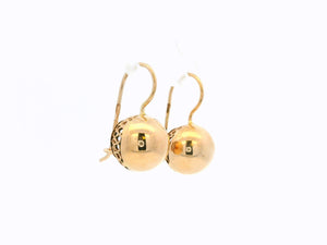 VINTAGE SOVIET ERA EURO BALL EARRINGS 14ct ROSE GOLD