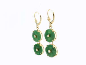 VINTAGE ART DECO JADE & DIAMOND EARRINGS 14ct GOLD