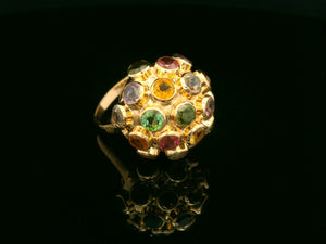 RETRO MULTI GEM SPUTNIK RING 18ct GOLD