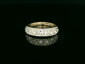 VINTAGE c1930 .77ct SEVEN STONE DIAMOND RING 18ct GOLD