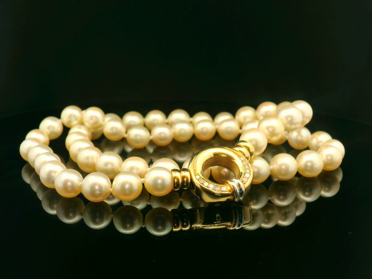 VINTAGE PEARL &amp; DIAMOND NECKLACE 18ct GOLD