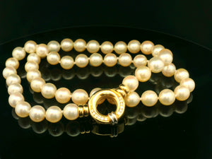 VINTAGE PEARL & DIAMOND NECKLACE 18ct GOLD