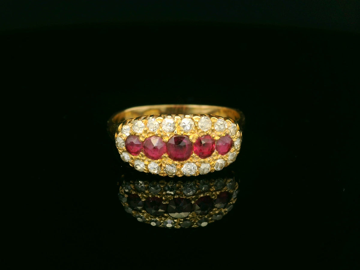 ANTIQUE EDWARDIAN RUBY &amp; DIAMOND RING 18ct GOLD