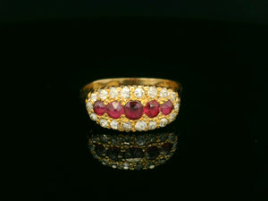 ANTIQUE EDWARDIAN RUBY & DIAMOND RING 18ct GOLD