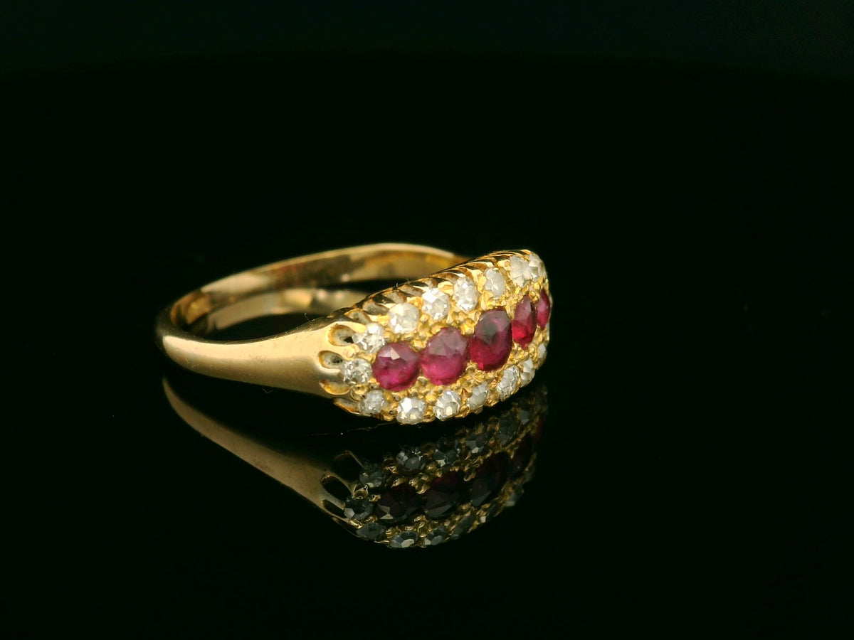ANTIQUE EDWARDIAN RUBY &amp; DIAMOND RING 18ct GOLD
