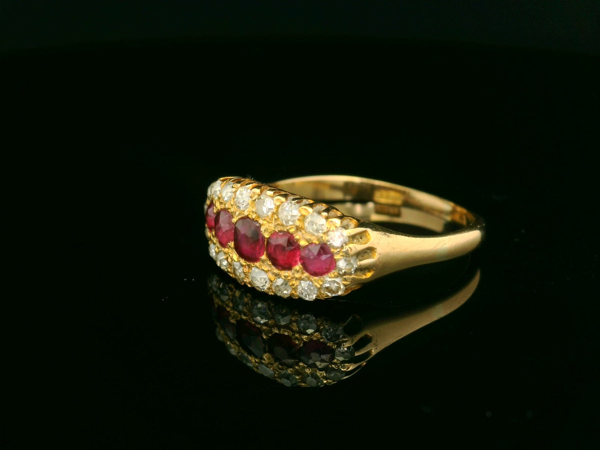 ANTIQUE EDWARDIAN RUBY &amp; DIAMOND RING 18ct GOLD