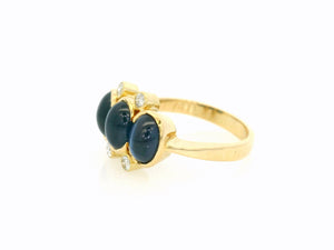 VINTAGE MID CENTURY CABOCHON SAPPHIRE & DIAMOND RING 18ct GOLD