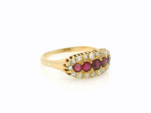 ANTIQUE EDWARDIAN RUBY & DIAMOND RING 18ct GOLD