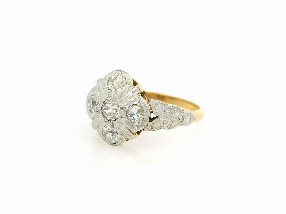 ANTIQUE EDWARDIAN DIAMOND RING 18ct GOLD &amp; PLATINUM