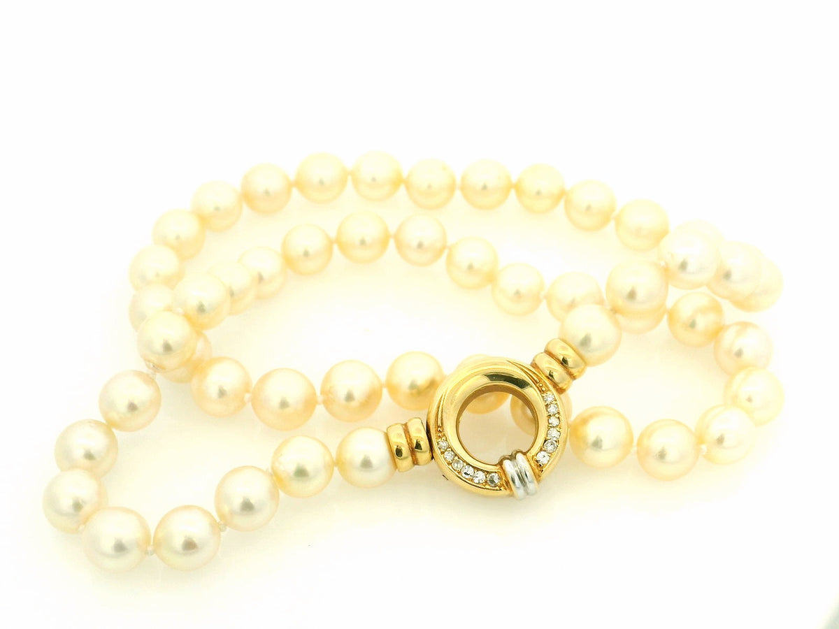 VINTAGE PEARL &amp; DIAMOND NECKLACE 18ct GOLD