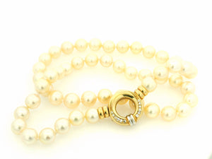 VINTAGE PEARL & DIAMOND NECKLACE 18ct GOLD