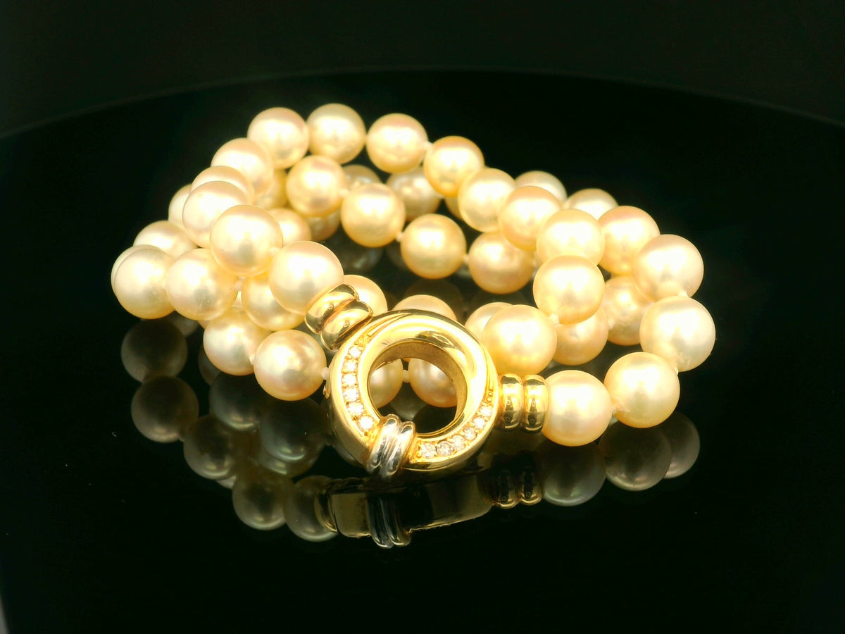 VINTAGE PEARL &amp; DIAMOND NECKLACE 18ct GOLD