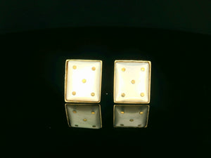 VINTAGE MOTHER OF PEARL LUCKY FIVE EARRINGS 9ct GOLD