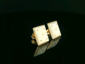 VINTAGE MOTHER OF PEARL LUCKY FIVE EARRINGS 9ct GOLD