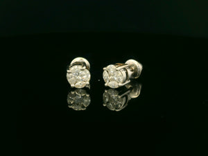 VINTAGE 1.08ct DIAMOND STUDS 18ct WHITE GOLD