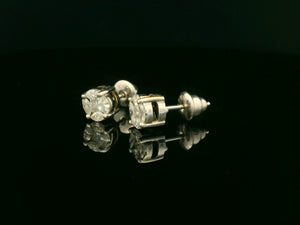 VINTAGE 1.08ct DIAMOND STUDS 18ct WHITE GOLD